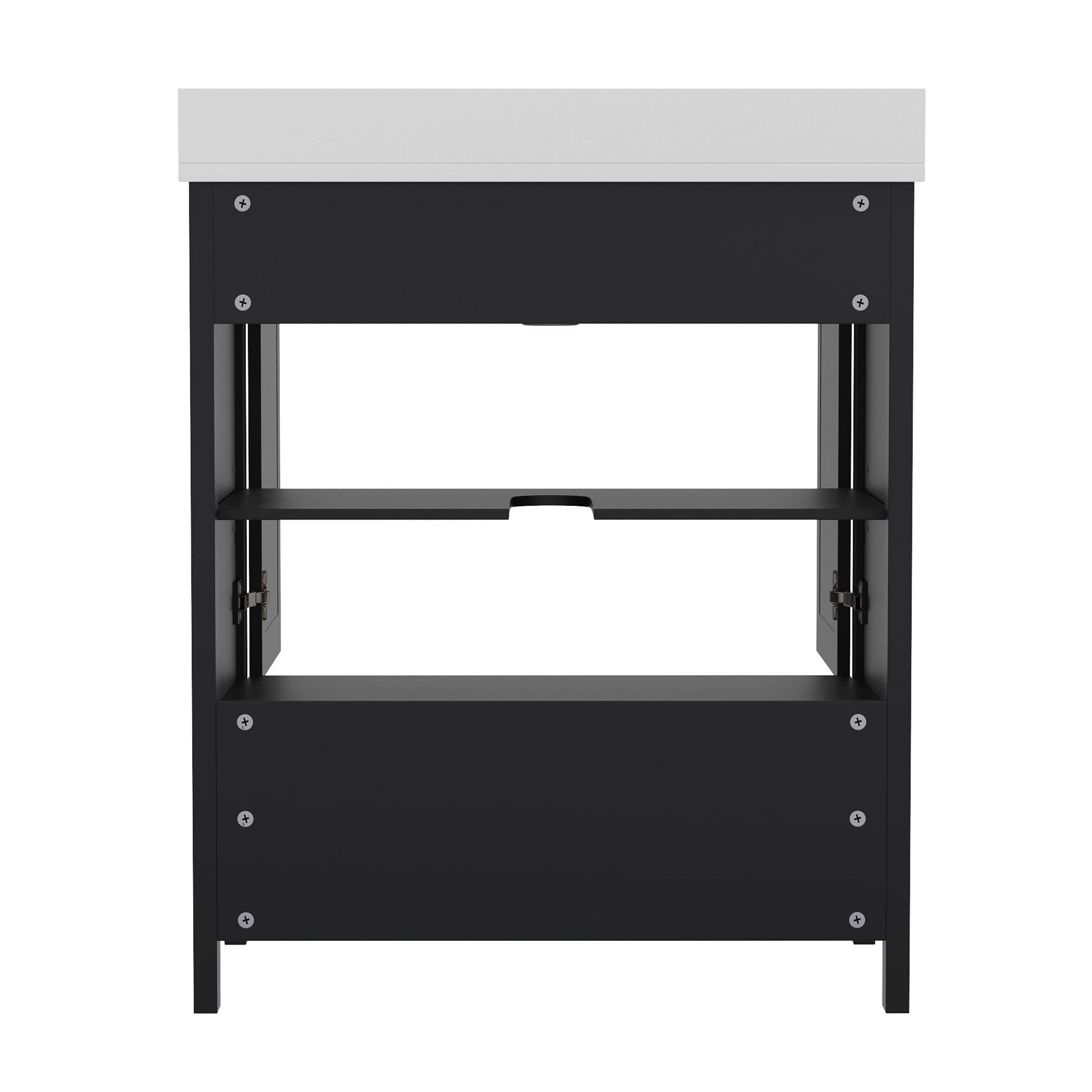 Alt View 5. Emma + Oliver - Bathroom Vanity w/ Ceramic Undermount Sink, Cabinet, Bottom Drawer - Black.