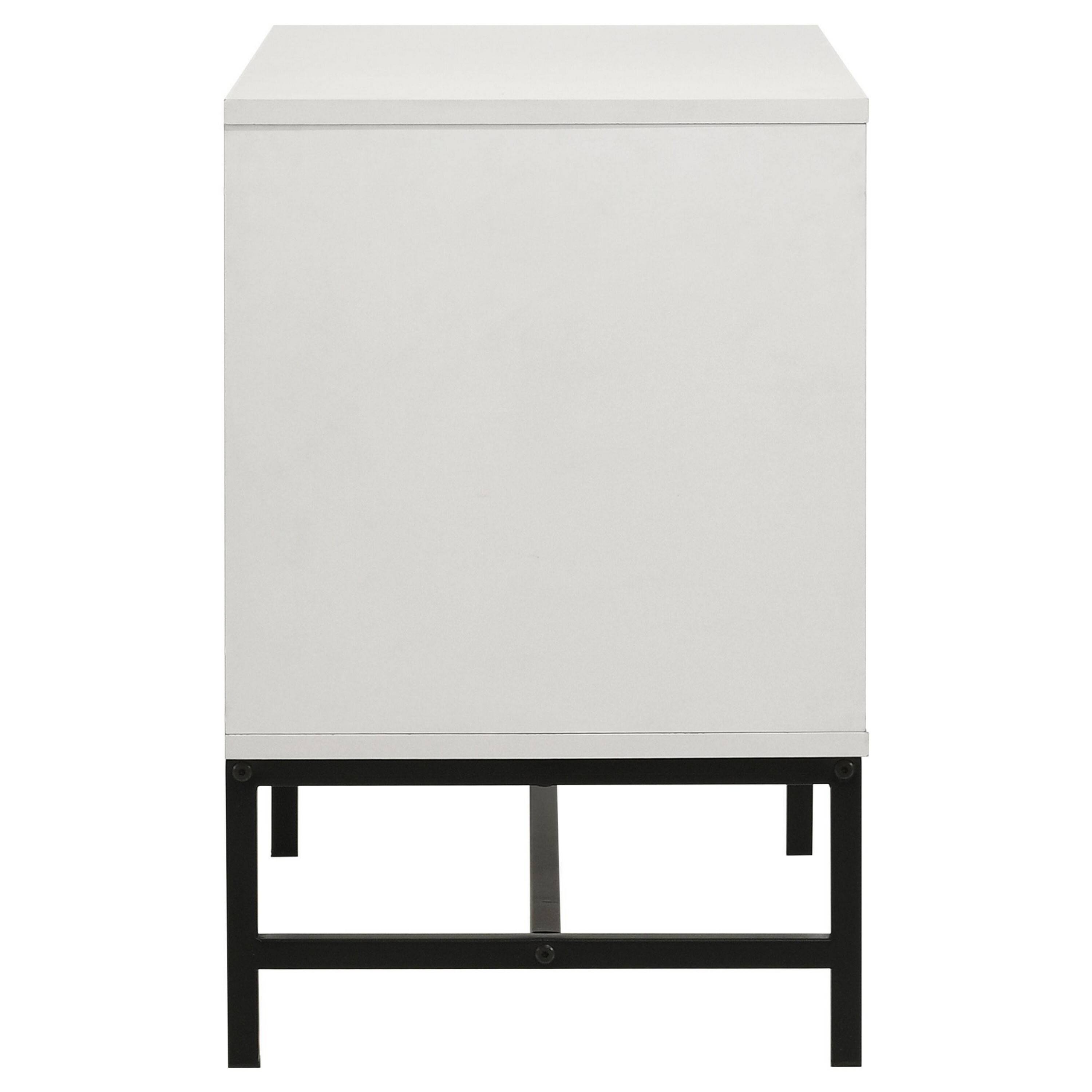 Alt View 3. Manhattan Lane - Noro Nightstand, 24 Inch, 2 Storage Drawers, Modern White, Metal - White.