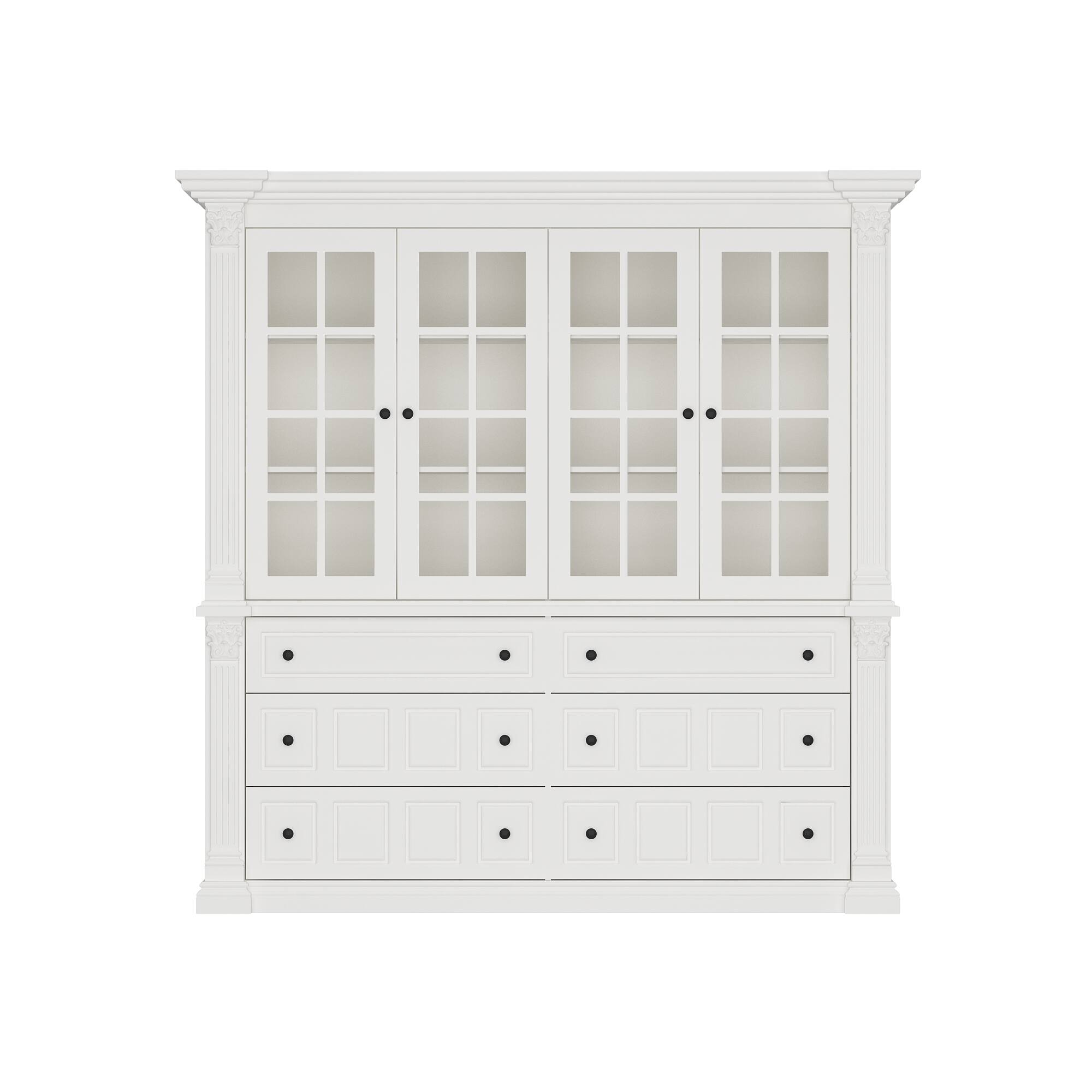 Alt View 8. FUFU & GAGA - Extra Large Display Cabinet with Glass Doors and Roman Column Design for Living Room Dining Room Storage - White.