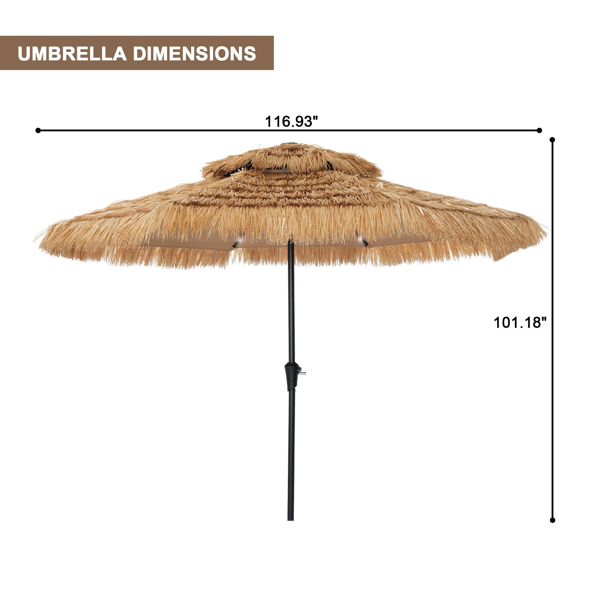 UMBRELLA DIMENSIONS  
116.93" x 101.18"