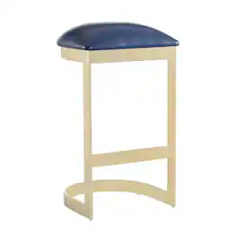 Manhattan Comfort - Aura Modern Metal Upholstered Barstool - Blue