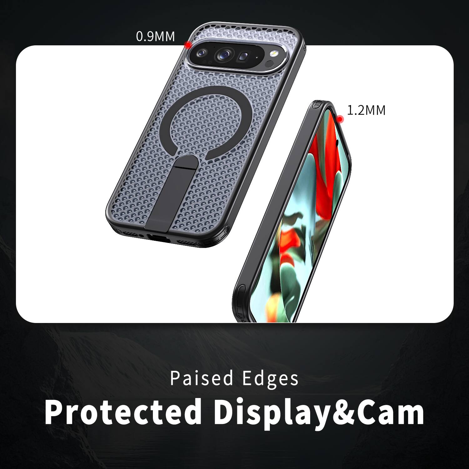0.9MM  
1.2MM  
Raised Edges Protected Display & Cam