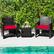 Alt View 1. Costway - 3PCS Patio Wicker Furniture Set Storage Table W/Protect Cover - Red,Mix Brown.