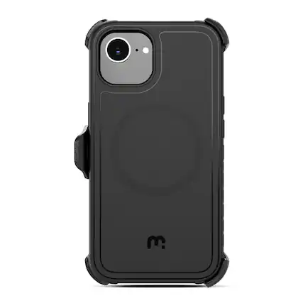 Front. Mybat Pro - MyBat Pro Maverick Series MagSafe Case w/ Holster and Tempered Glass for Apple iPhone 17e / 16e / 14 / 13 - Black - Black.