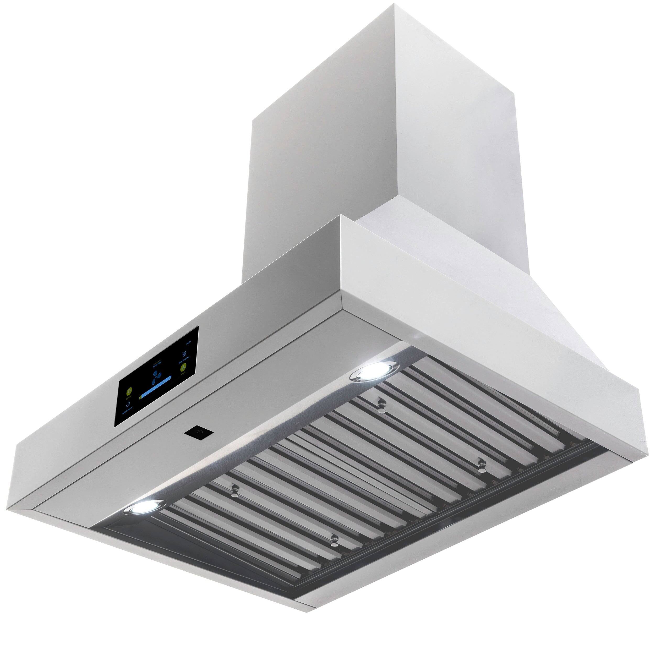 Alt View 1. Induction Hardware - 36 Inch Range Hood, Professional Wall Mount Vent Hood, 1000 CFM, efficient DC-Motor, Ultra-Quiet Multi-Speed, LED Lights - Stainless Steel.