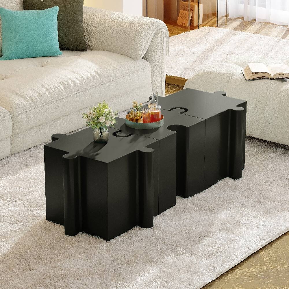 Alt View 1. Loheer - Loheer Modular Side Table Puzzle Art MGO Outdoor Table Black - Black.