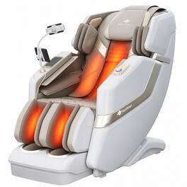 KoziSense - KZ-313 3D Heated Jade Stone Roller Massage Chair,Deep Zero Gravity,SL-Track,Heat,Backlit Touch Screen,Wireless Charger - White