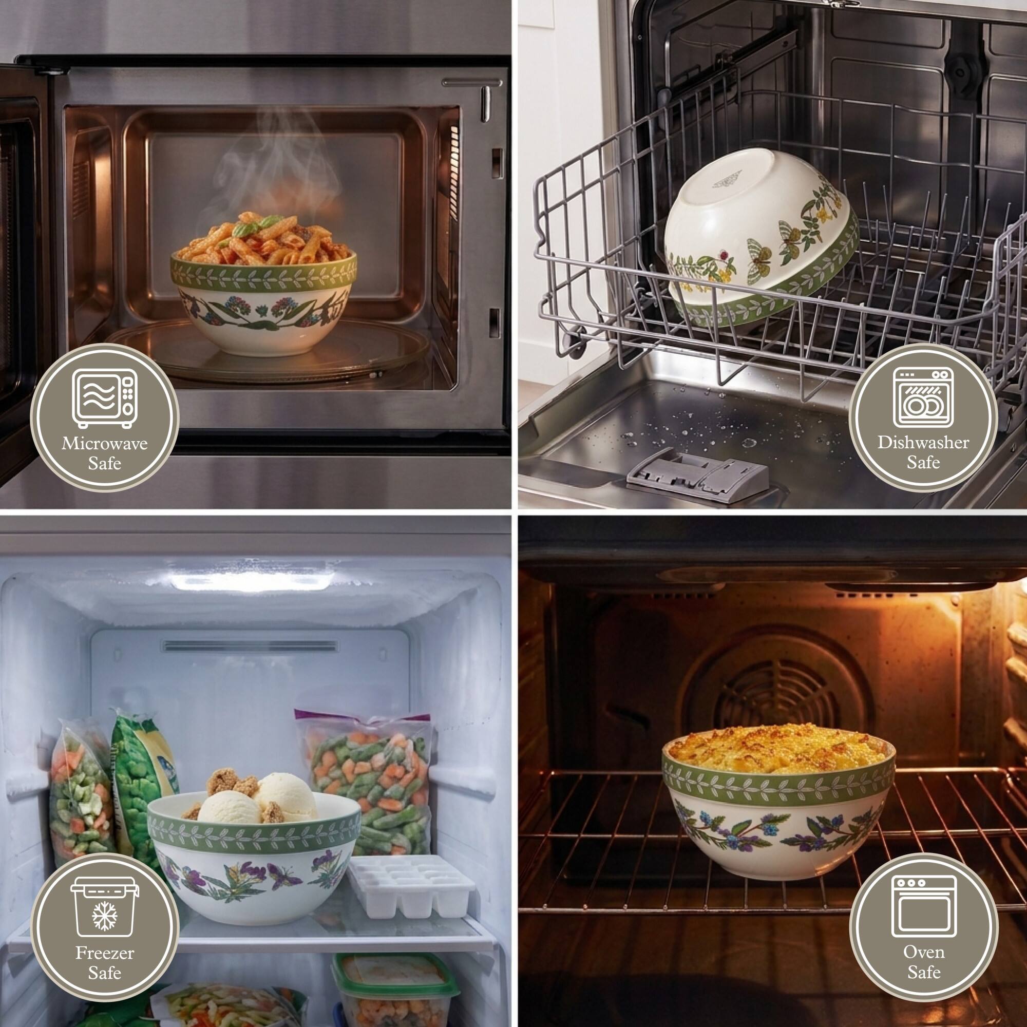 - Microwave Safe
- Dishwasher Safe
- Freezer Safe
- Oven Safe