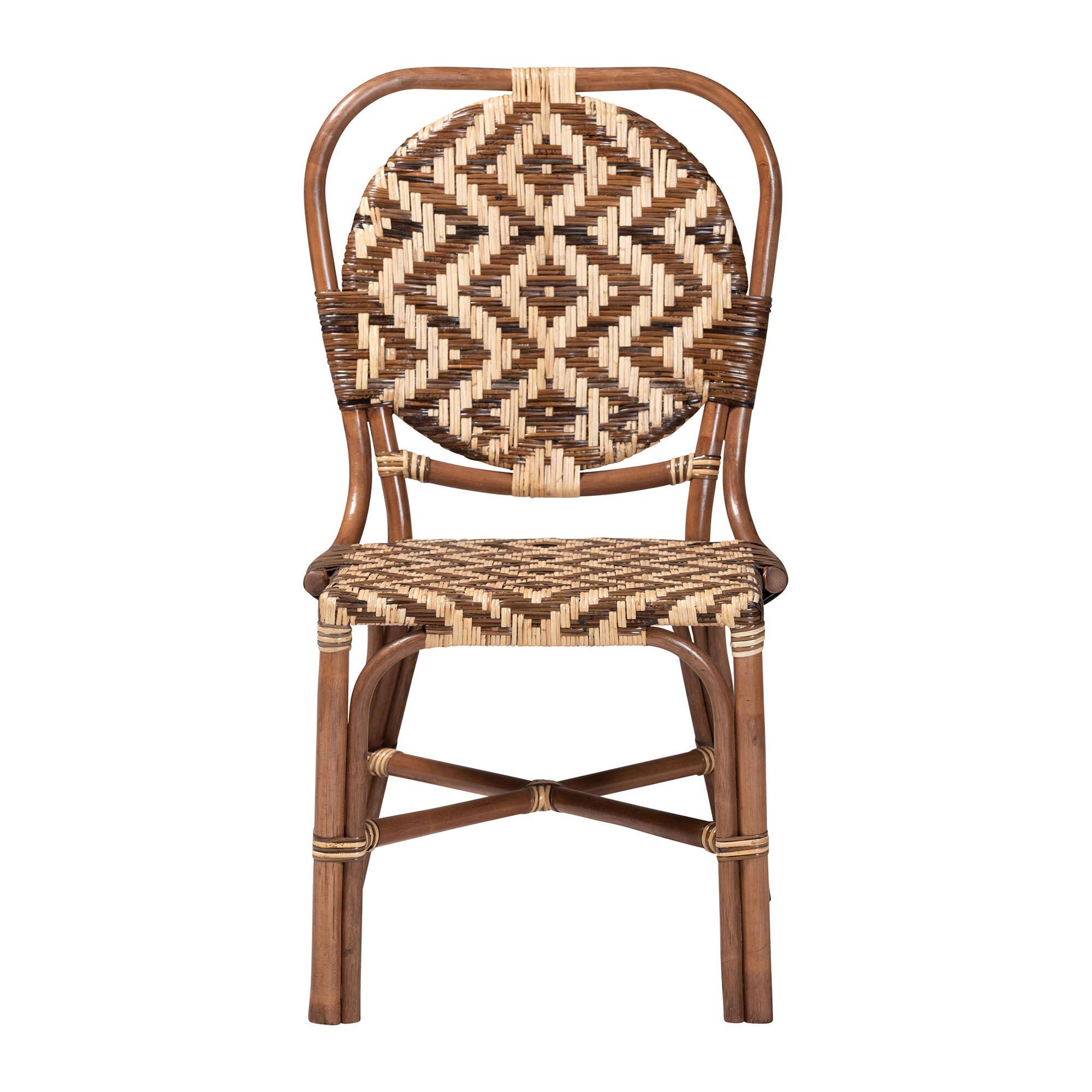 Angle. bali & pari - Mariano Natural Rattan Dining Chair - Light Brown/Natural Brown.