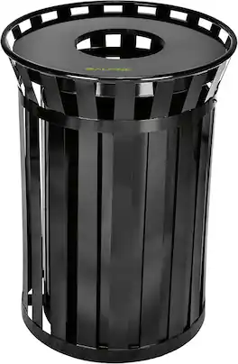 Alpine Industries - 38 Gallon Outdoor Metal Recycling Bin Trash Can with Insert Liner - Black