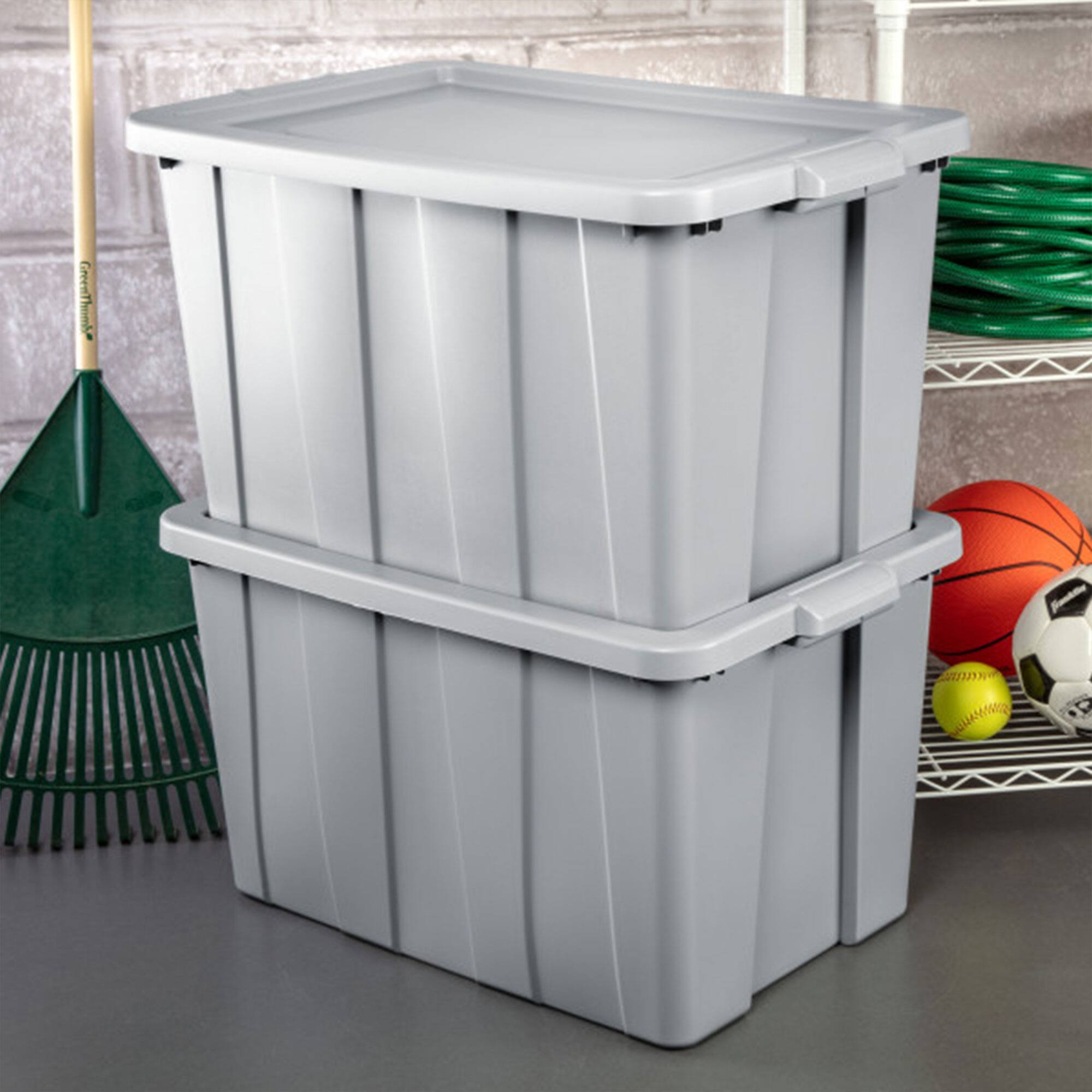 Alt View 10. Sterilite - Sterilite Tuff1 30 Gallon Plastic Storage Tote Container Bin with Lid (12 Pack) - Gray.
