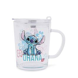 Silver Buffalo - Disney Lilo & Stitch "Ohana" Glass Mug With Lid | Holds 14 Ounces - Blue