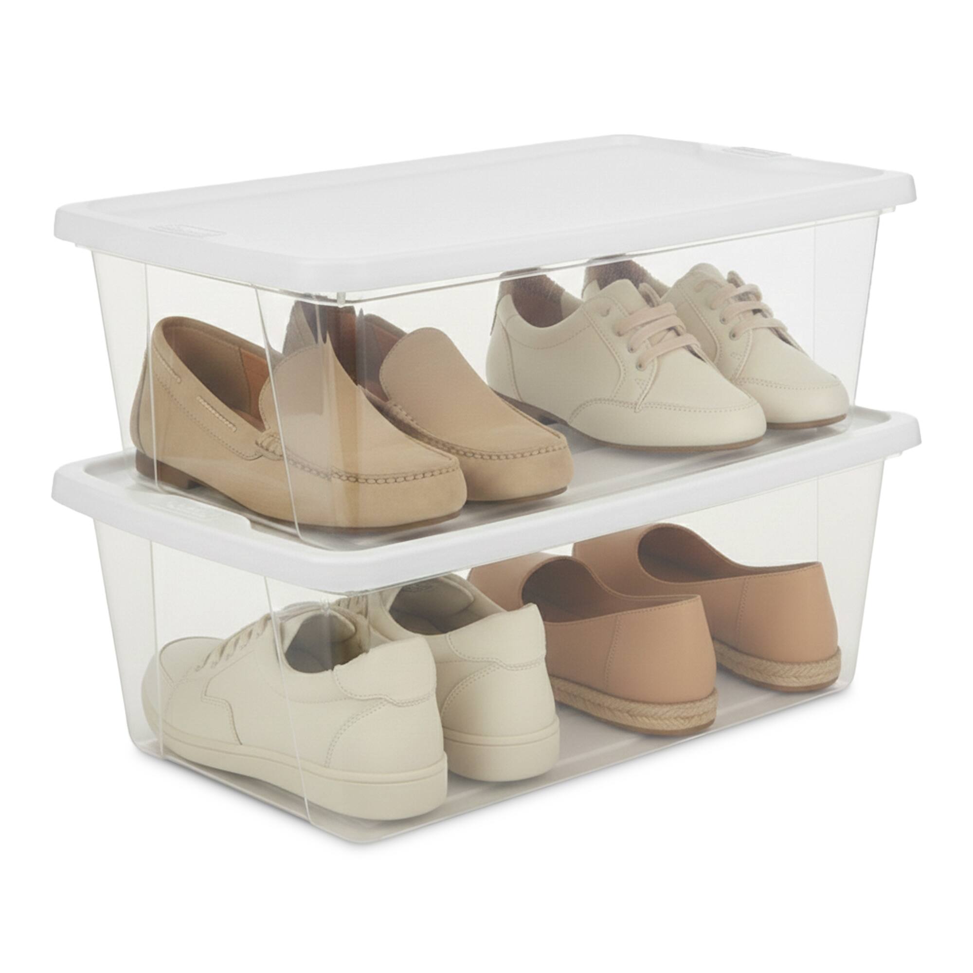 Front. Homz - Homz 6 Qt Multipurpose Plastic Storage Containers with Latching Lid (2 Pack) - Clear.