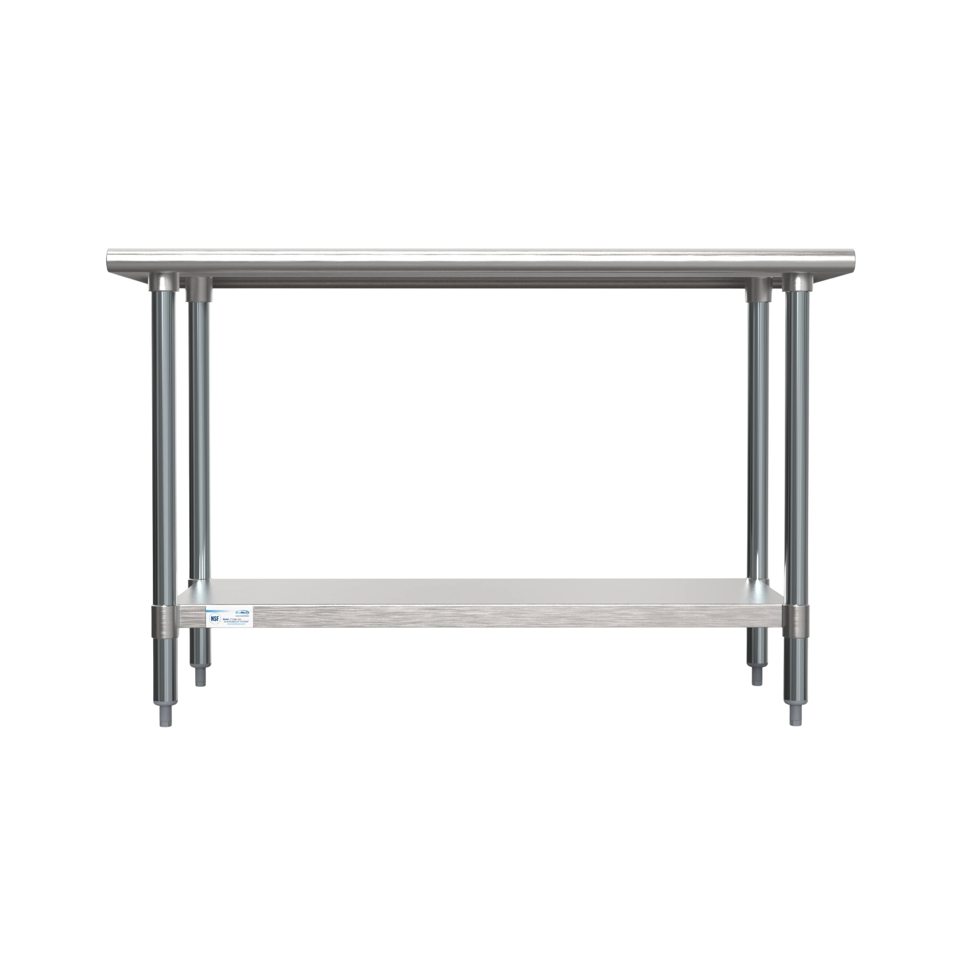 Angle. Koolmore - 24" x 48" 18-Gauge 304 Stainless Steel Commercial Work Table with Casters, CT2448-18C. - Silver.