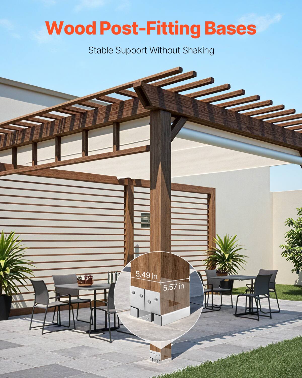 Wood Post-Fitting Bases  
Stable Support Without Shaking  

5.49 in  
5.57 in