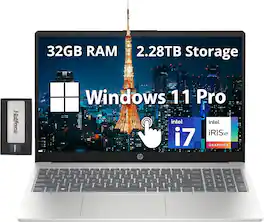 HP - 15.6'' FHD IPS Touchscreen Laptop,Intel i7-1255U,32GB DDR4 RAM,2TB SSD+288GB Docking Station Set,Win 11 Pro - Silver