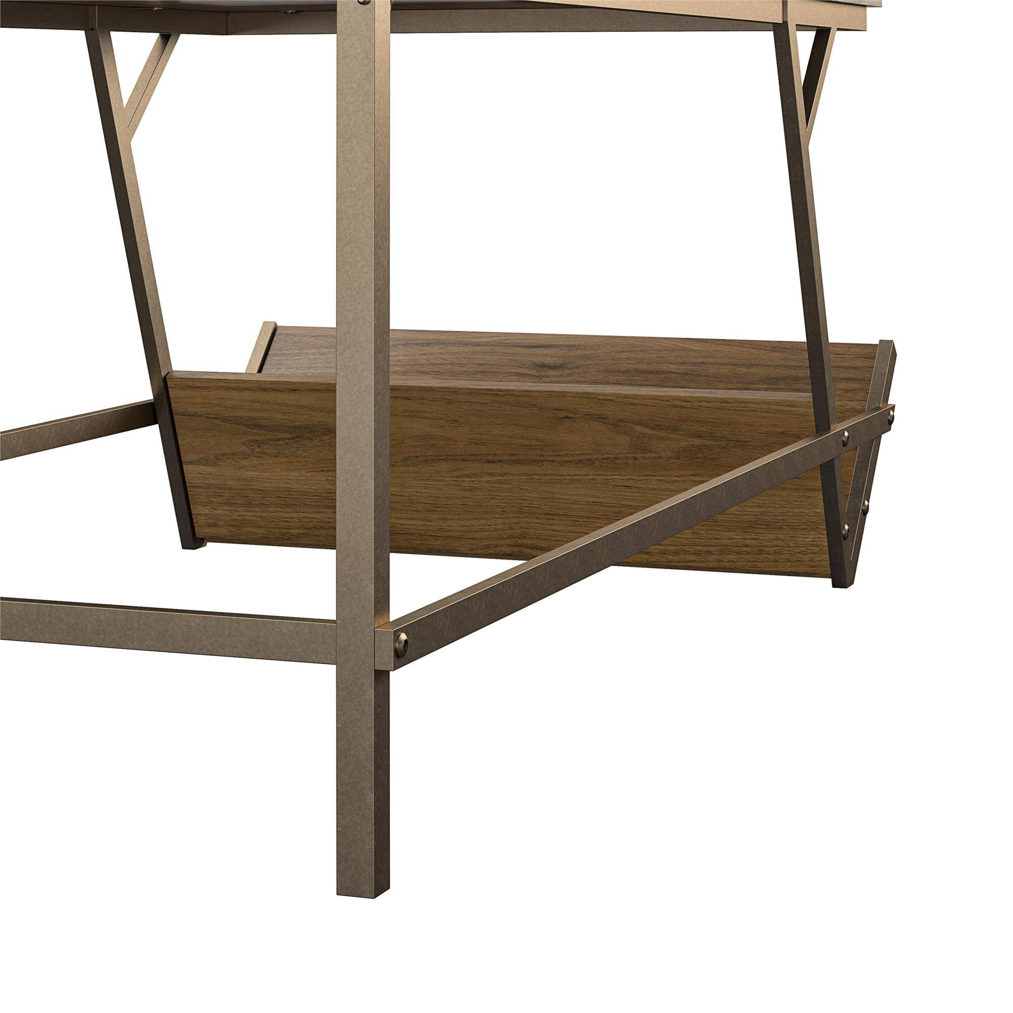 Alt View 2. Aukfa - Coffee Table - Laminated Particleboard & Metal Frame, 60lb Top & 20lb Shelf Capacity, 42"W x 23.4"D - Walnut.
