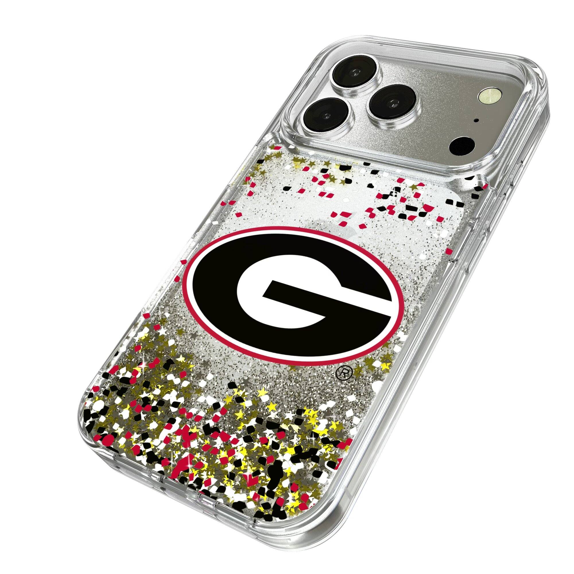 Alt View 1. Keyscaper - Georgia Bulldogs iPhone Glitter Confetti Design Case - 16 Pro - Multicolor.