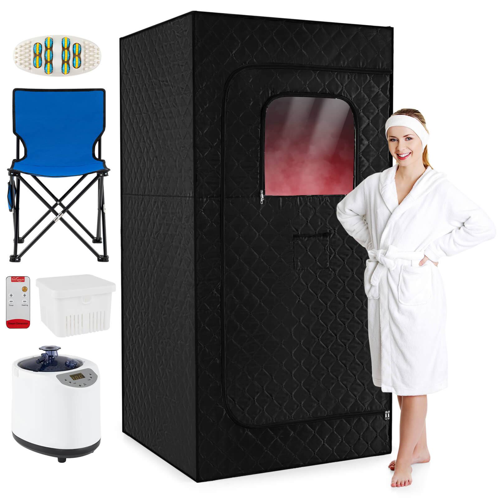 Front. Costway - Costway Portable Steam Sauna Box, Extra-Large 35" x 35" x 71" Tent,Personal Home Spa - Black.
