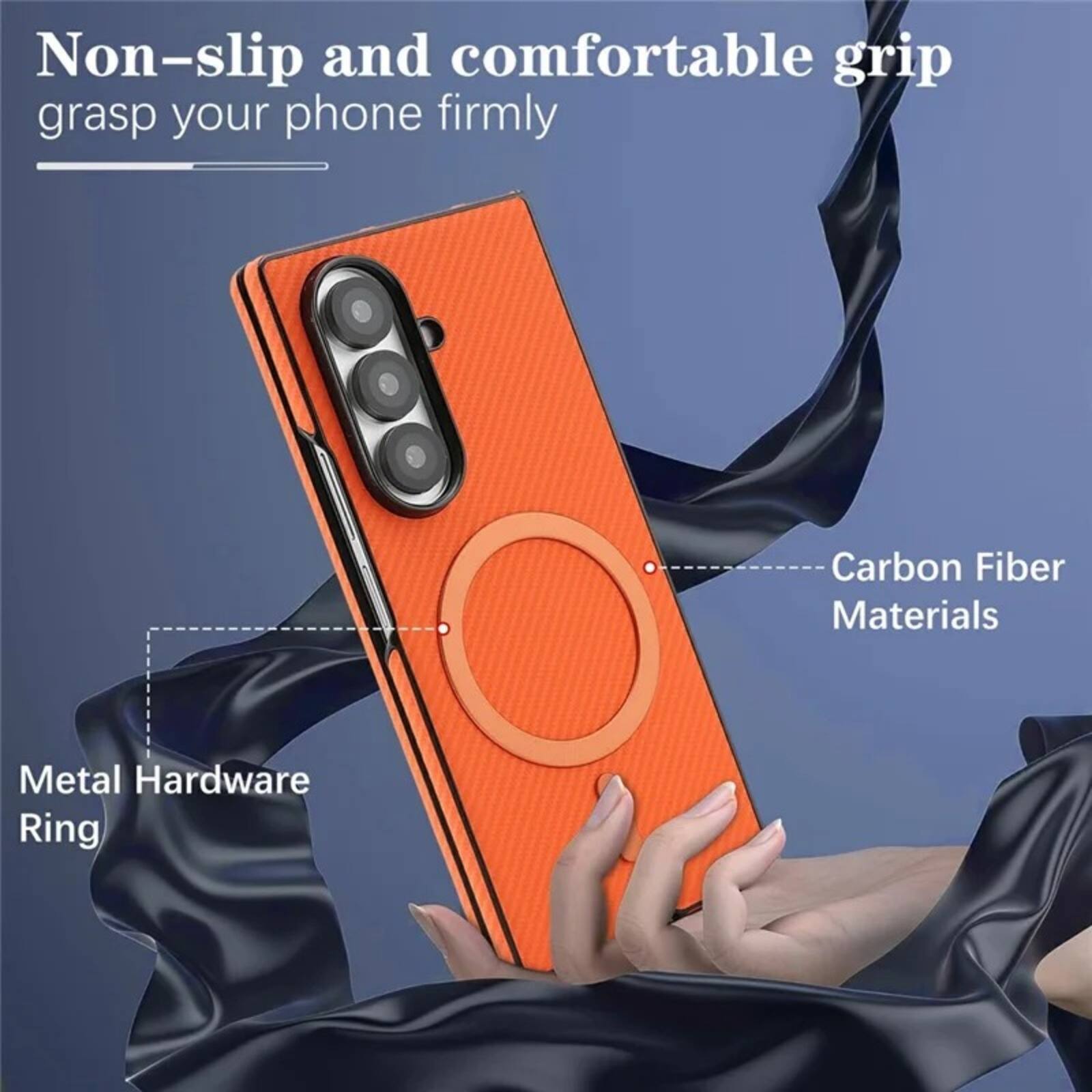 Non-slip and comfortable grip grasp your phone firmly

Carbon Fiber Materials

Metal Hardware Ring