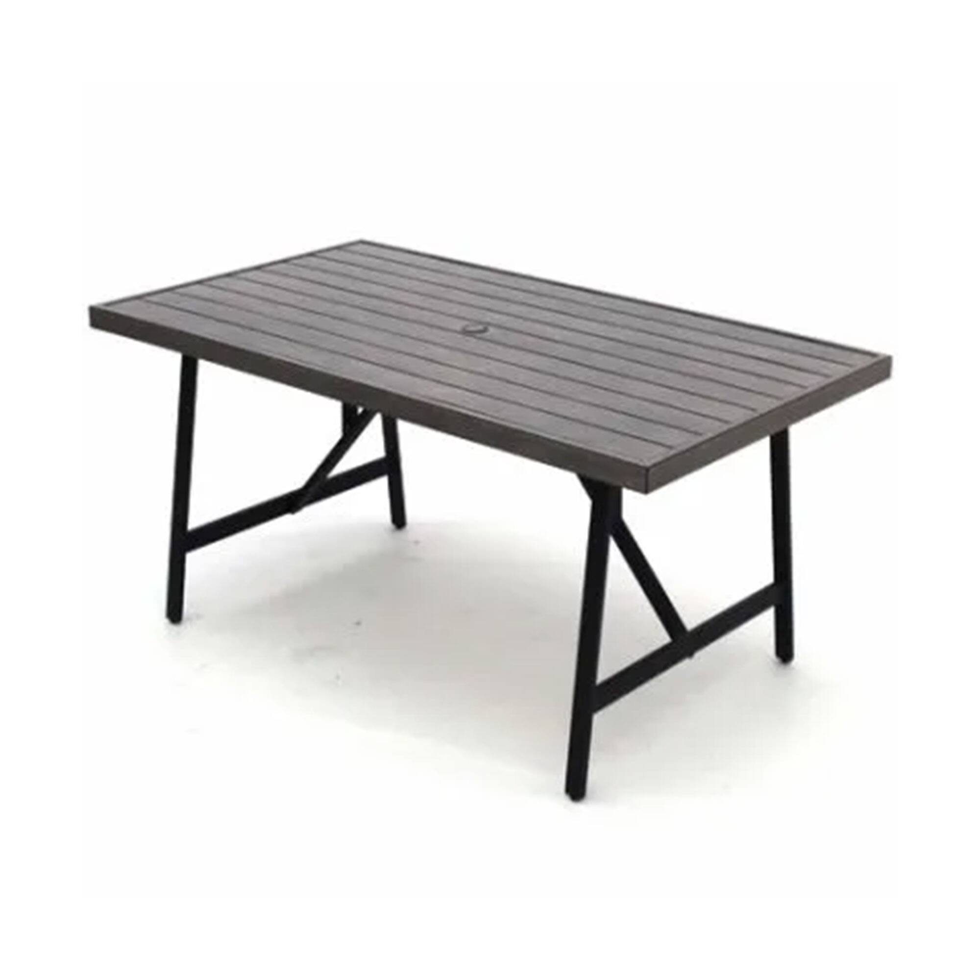 Front. Four Seasons Courtyard - Four Seasons Courtyard Norwalk Slat Top Aluminum All Weather Patio Dining Table - Gray.