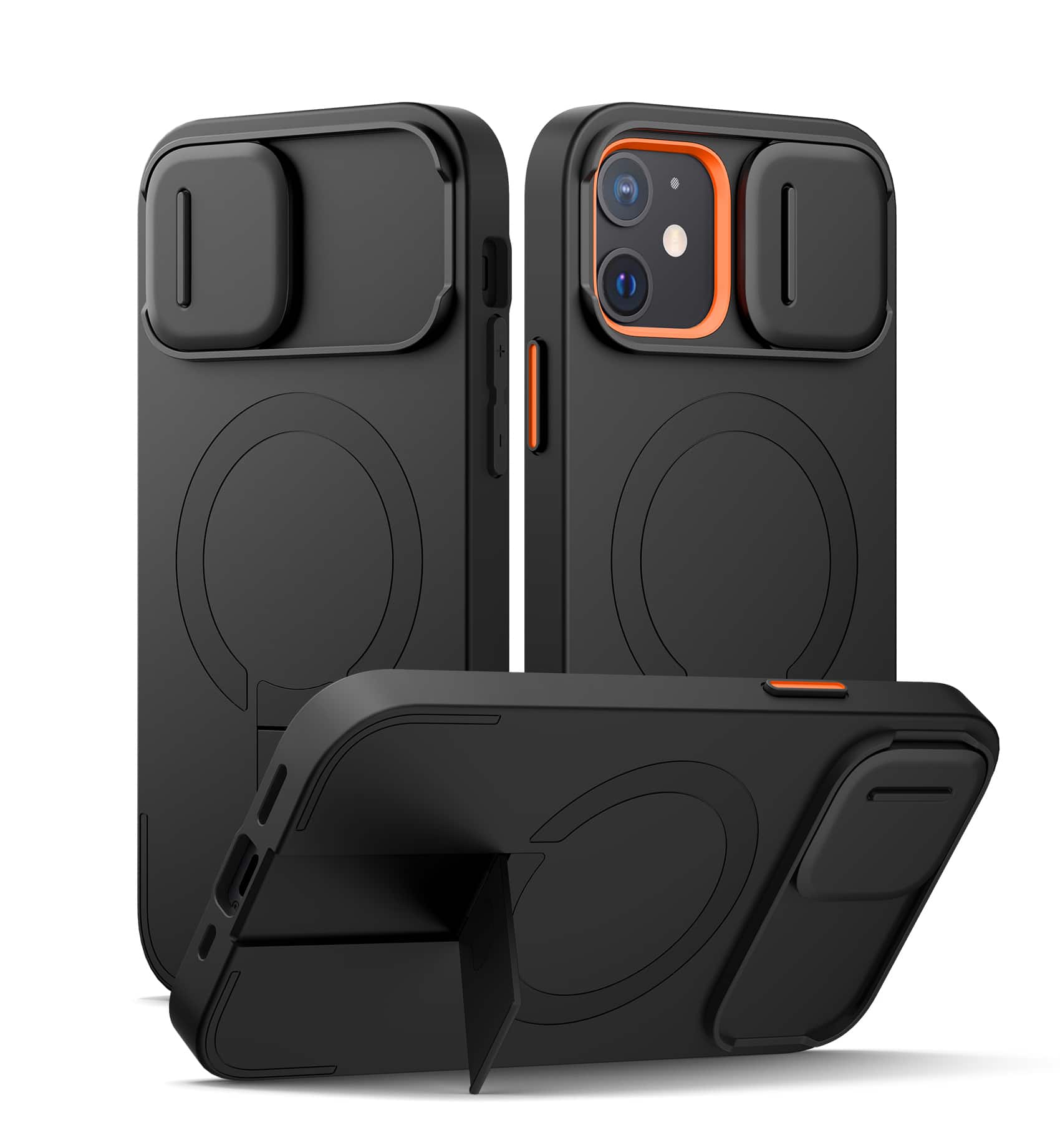 SURITCH - Slim Shockproof Bumper Case for iPhone 12/12 Pro with Camera Cover, Adjustable Kickstand, Compatible with MagSafe - Aurora Black price history on PriceWatchPro