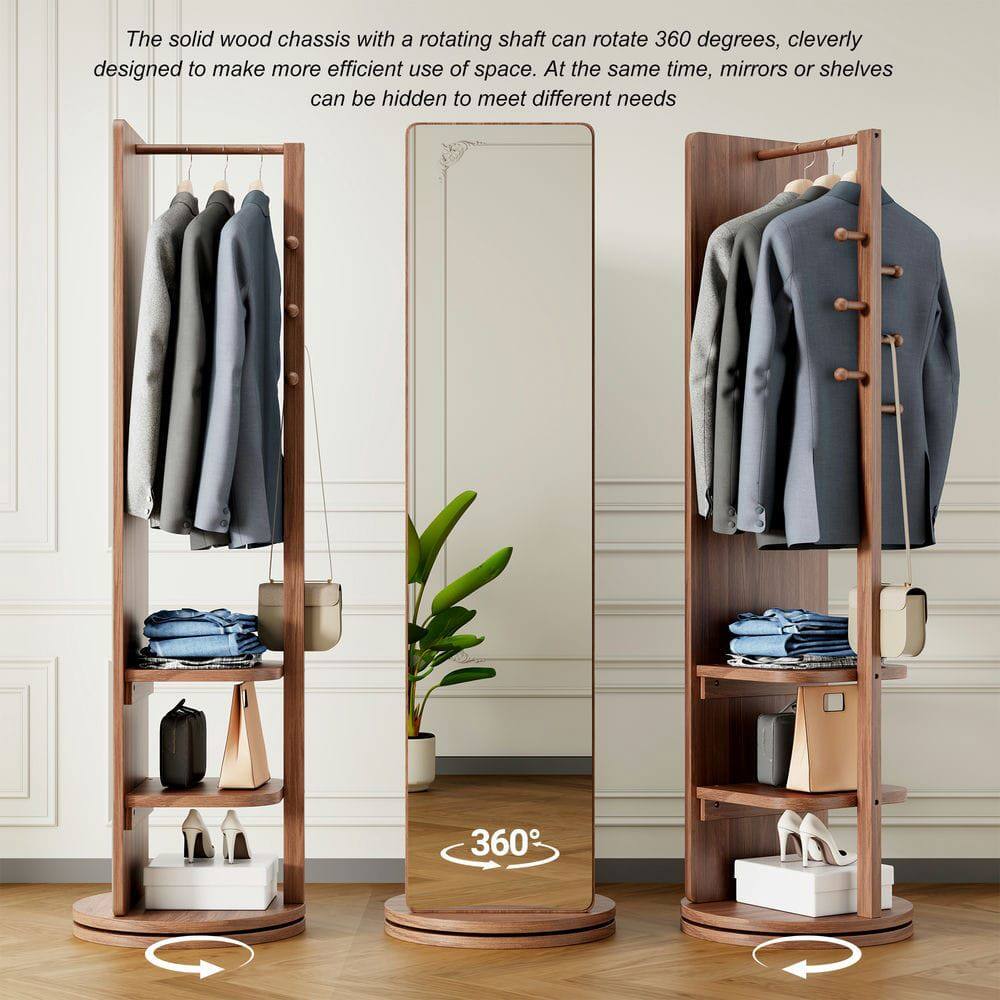 The solid wood chassis with a rotating shaft can rotate 360 degrees, cleverly designed to make more efficient use of space. At the same time, mirrors or shelves can be hidden to meet different needs.