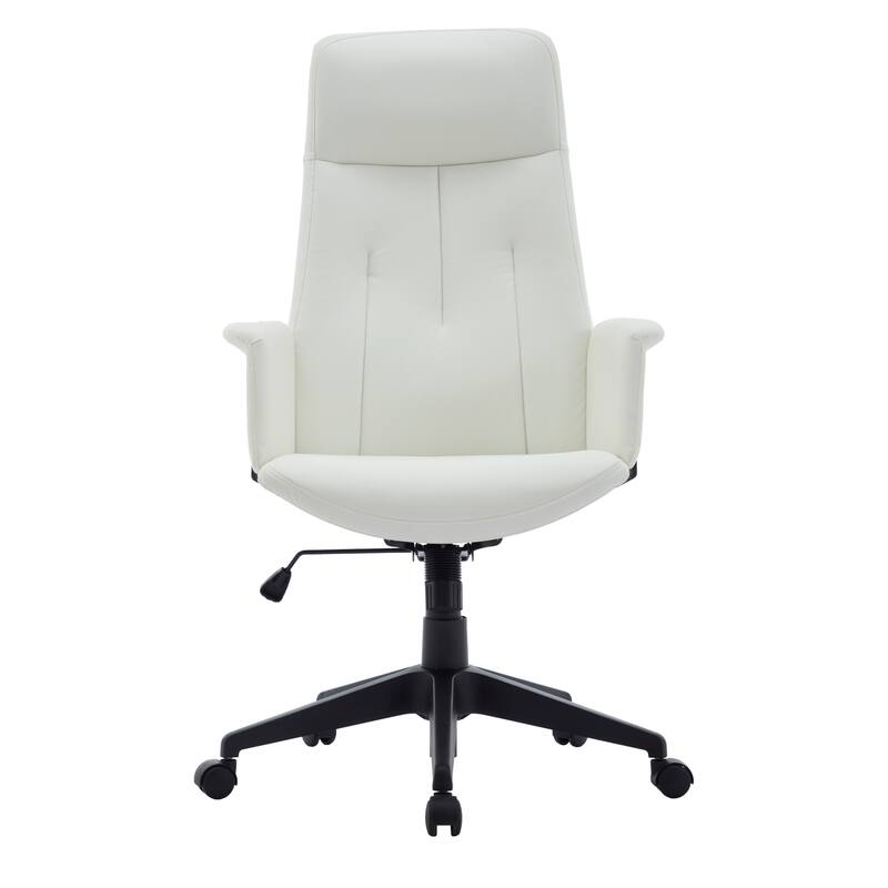 Alt View 2. LeisureMod - Inifini High Back Office Chair Ergonomic PU Leather Lumbar Support Foam Cushion Iron Frame - White.