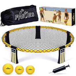 KERDOM - Outdoor Fun Beach Ball Game Set - Lawn Catch Ball Sport Portable Roundnet Game For Family Gathering, Camping Activitiy - Yellow