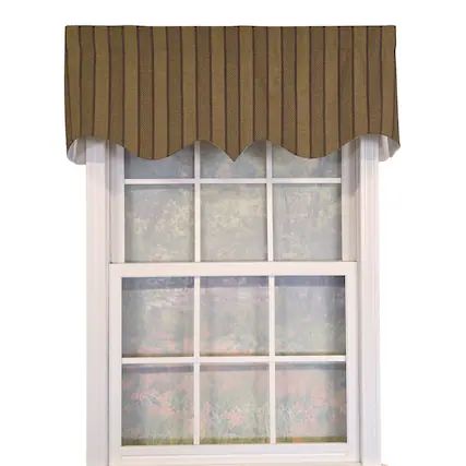 Front. RLF Home - RLF Home 100% Cotton Bronte Regal With Poly/Cotton Ivory lining Rod Pocket Valance 50" x 16" Olive - Olive.