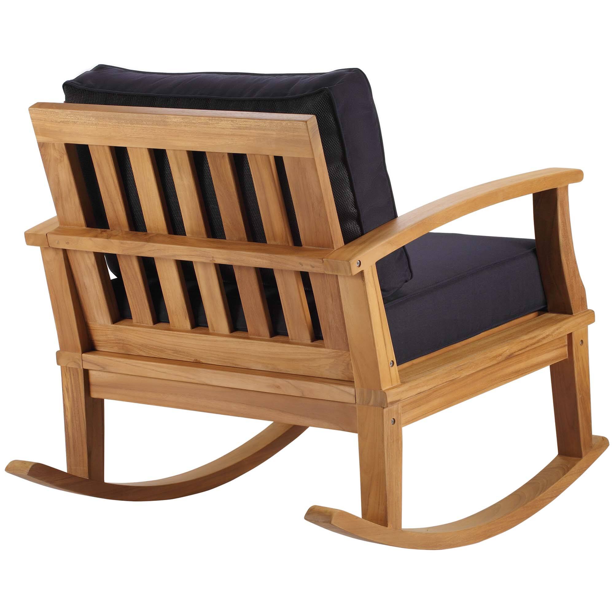Alt View 1. Modway - Marina Outdoor Patio Teak Rocking Chair by Modway - Natural Navy.