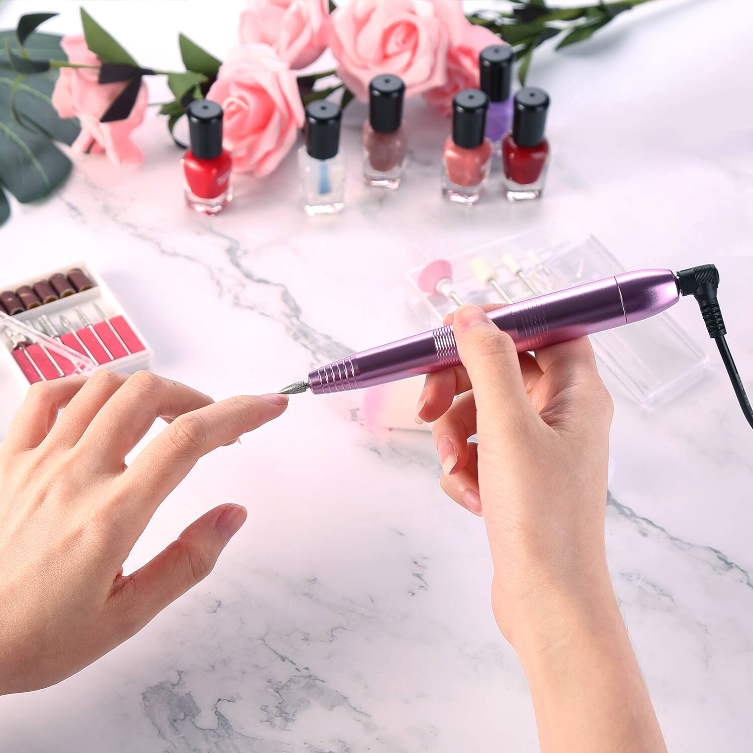 Alt View 3. Fitnate - Electric Nail Drill Kit Prol Gel Polish Nail File Brush Grinder Machine - Purple.