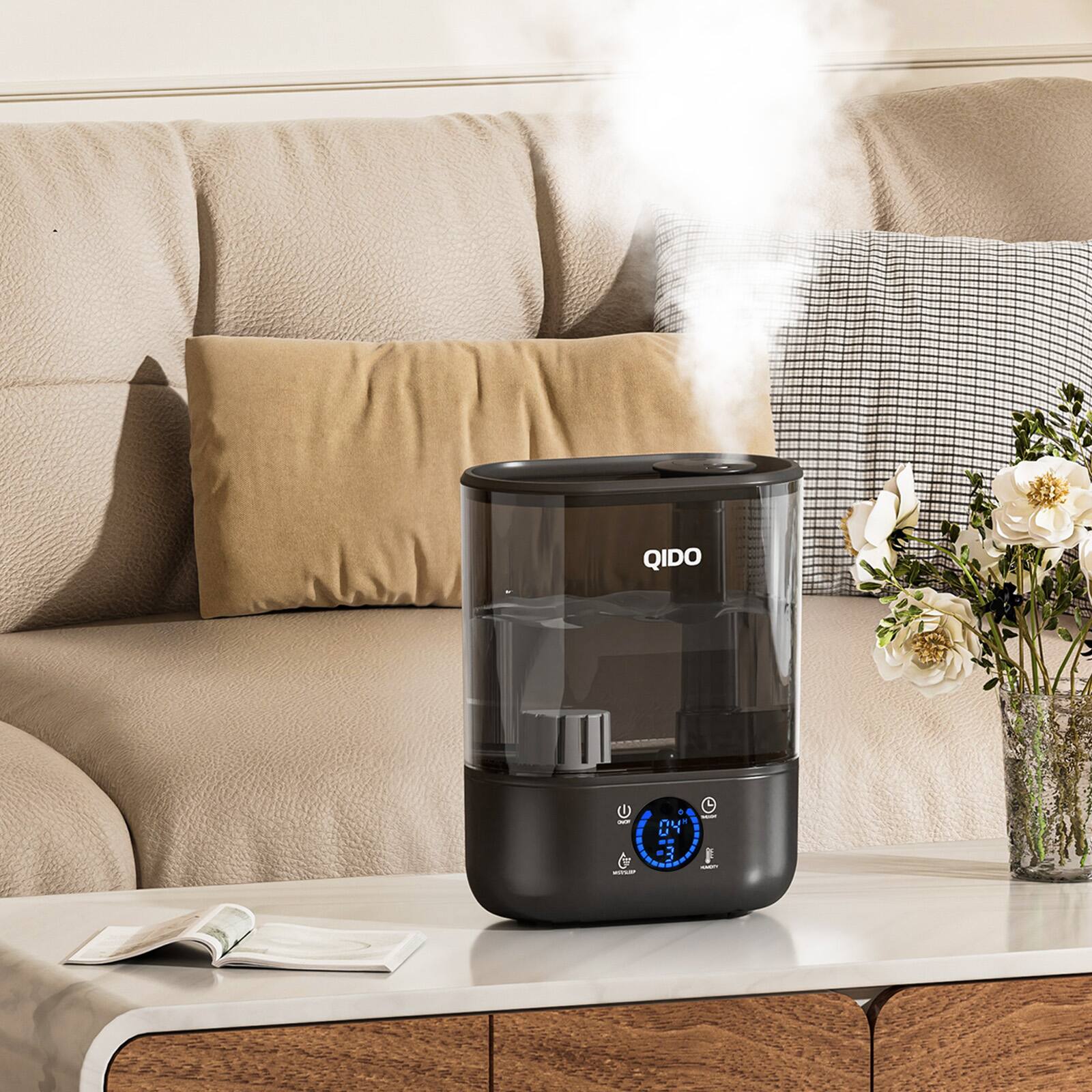 Alt View 7. QIDO - Smart Humidifiers 1.32Gal/5L Top Fill Supersized Humidifier Ultra-quiet 36H Runtime,Black - Black.