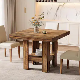 Tribesigns - Dining Table with Engineered Wood Construction and Space-Saving Design for Dining Room and Kitchen - Brown