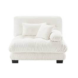 Ropilly - White Chenille Sofa Single Seat Armless Modular Accent Sofa with Pillows - White
