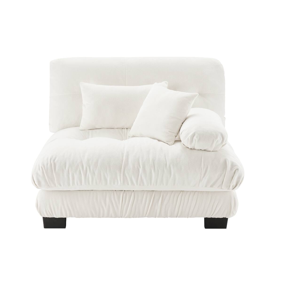 Front. Ropilly - Ropilly White Chenille Sofa Single Seat Armless Modular Accent Sofa with Pillows - White.