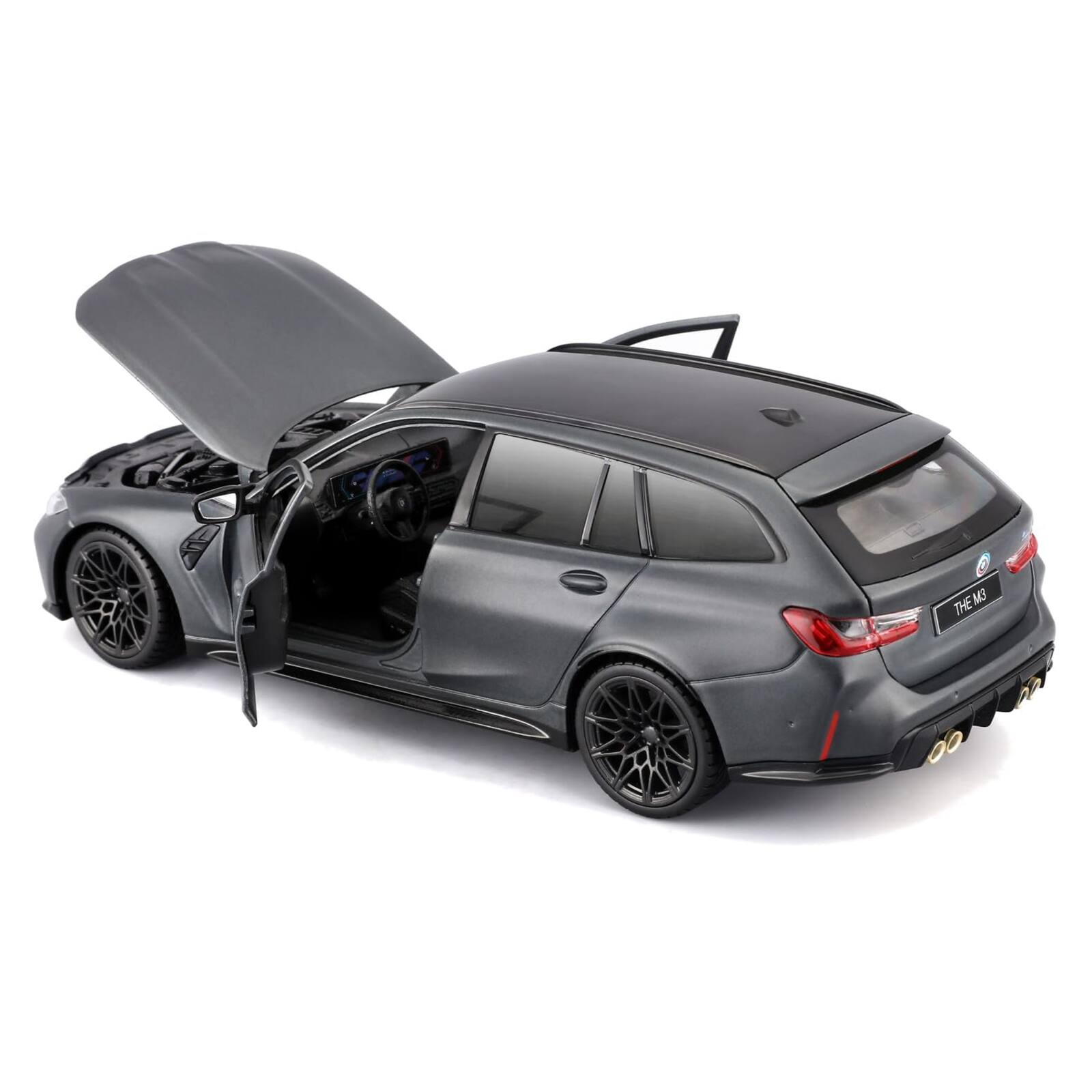 Alt View 2. Bburago - 2023 BMW M3 Touring Matt Gray Metallic with Black Top 1/24 Diecast Model Car by Bburago.