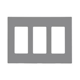 Leviton - Decora Light 3 gang Polycarbonate Decorator Screwless Wall Plate 1 pk - Gray