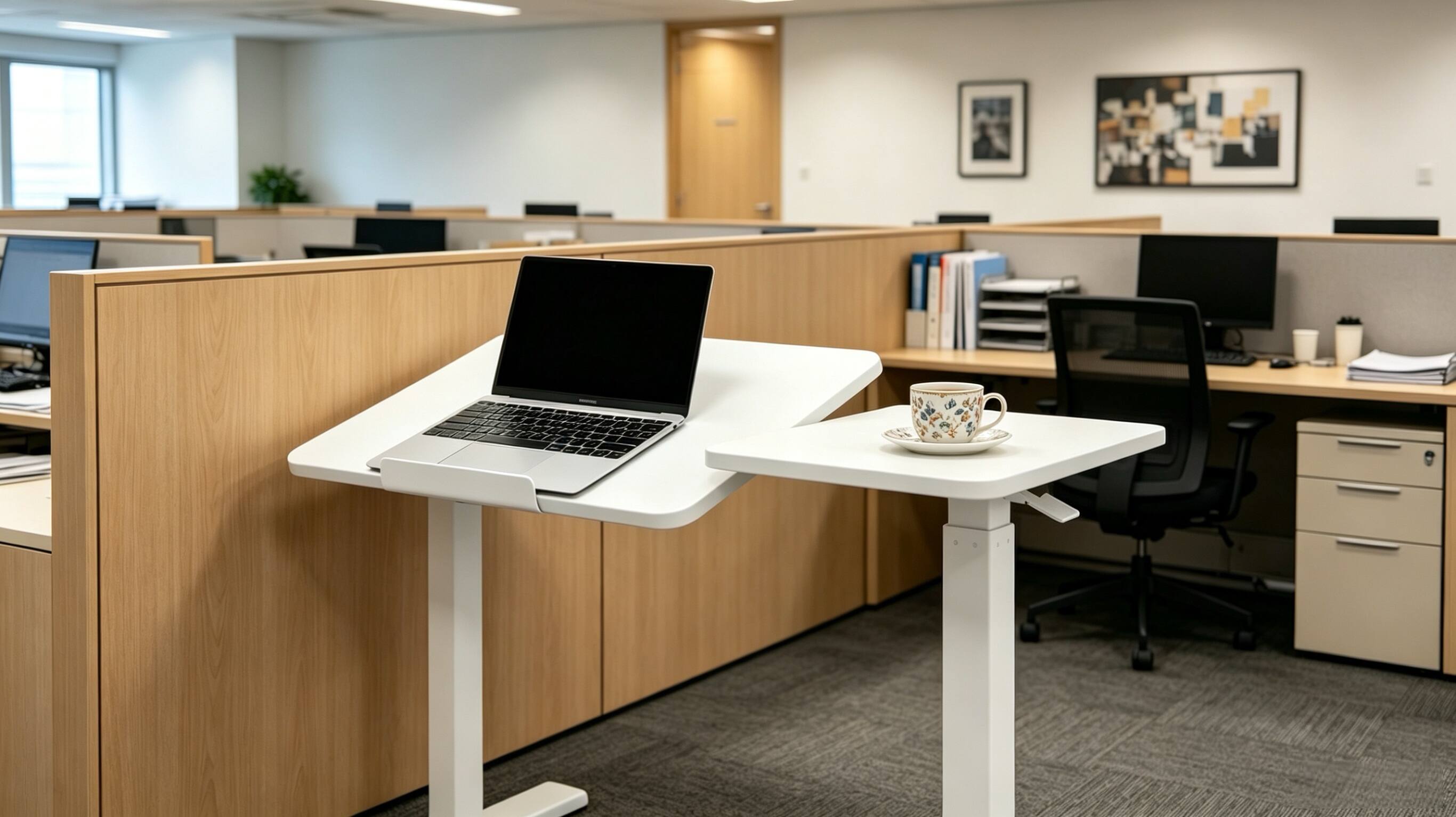 Alt View 5. Forest'nSky - Mobile Adiustable Standing Desk office Desk in White - White.