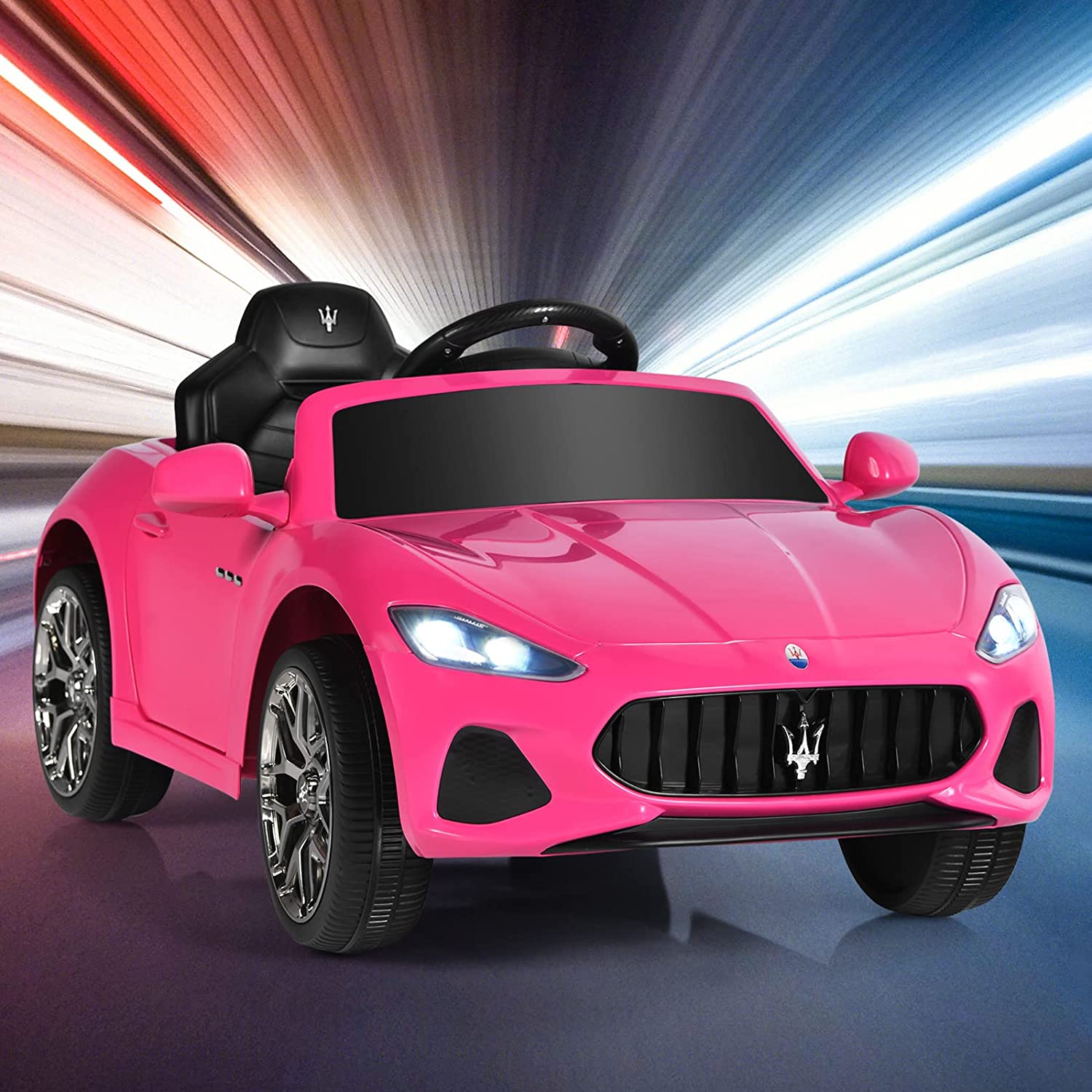 Alt View 4. Costway - Costway 12V Kids Ride On Car Maserati GranCabrio Licensed w/ Remote Control& Lights - Pink.