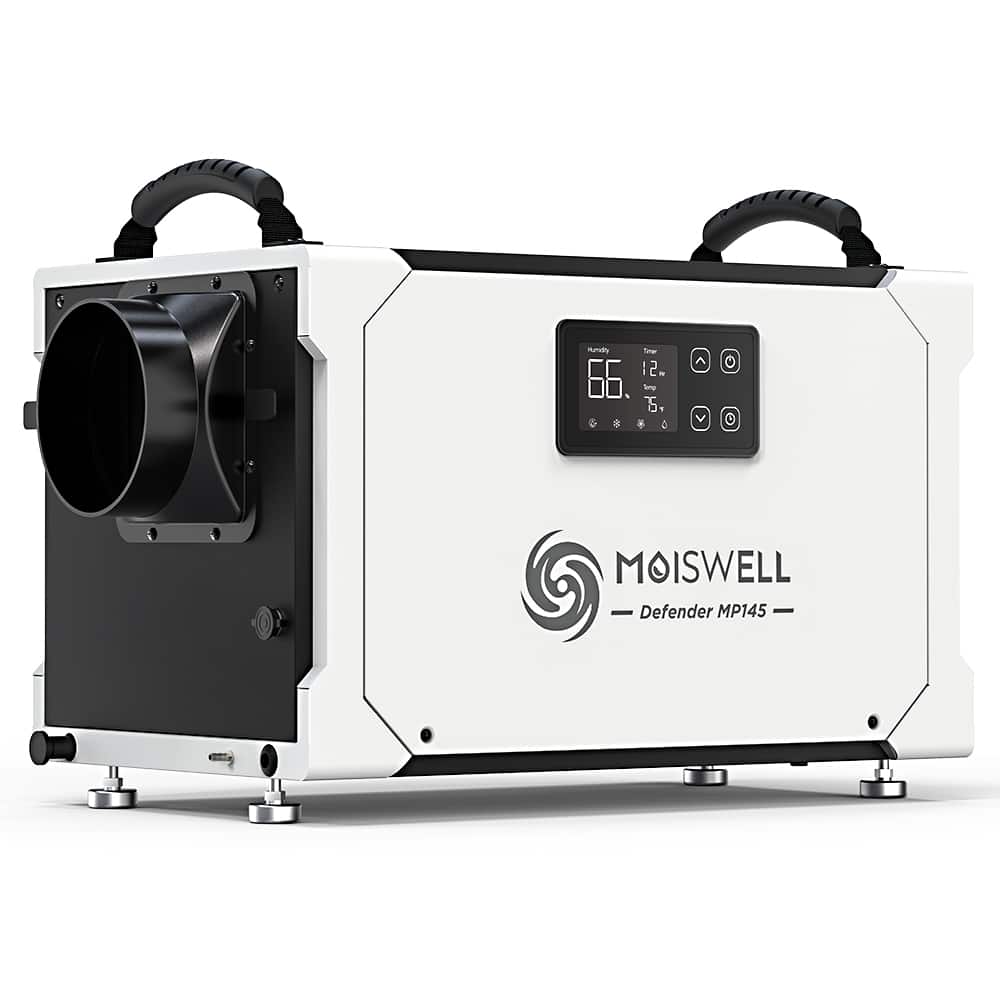 Moiswell - 155 Pint Commercial Dehumidifier with Pump – Energy Star Certified for Basements & Crawl Space - White & Black