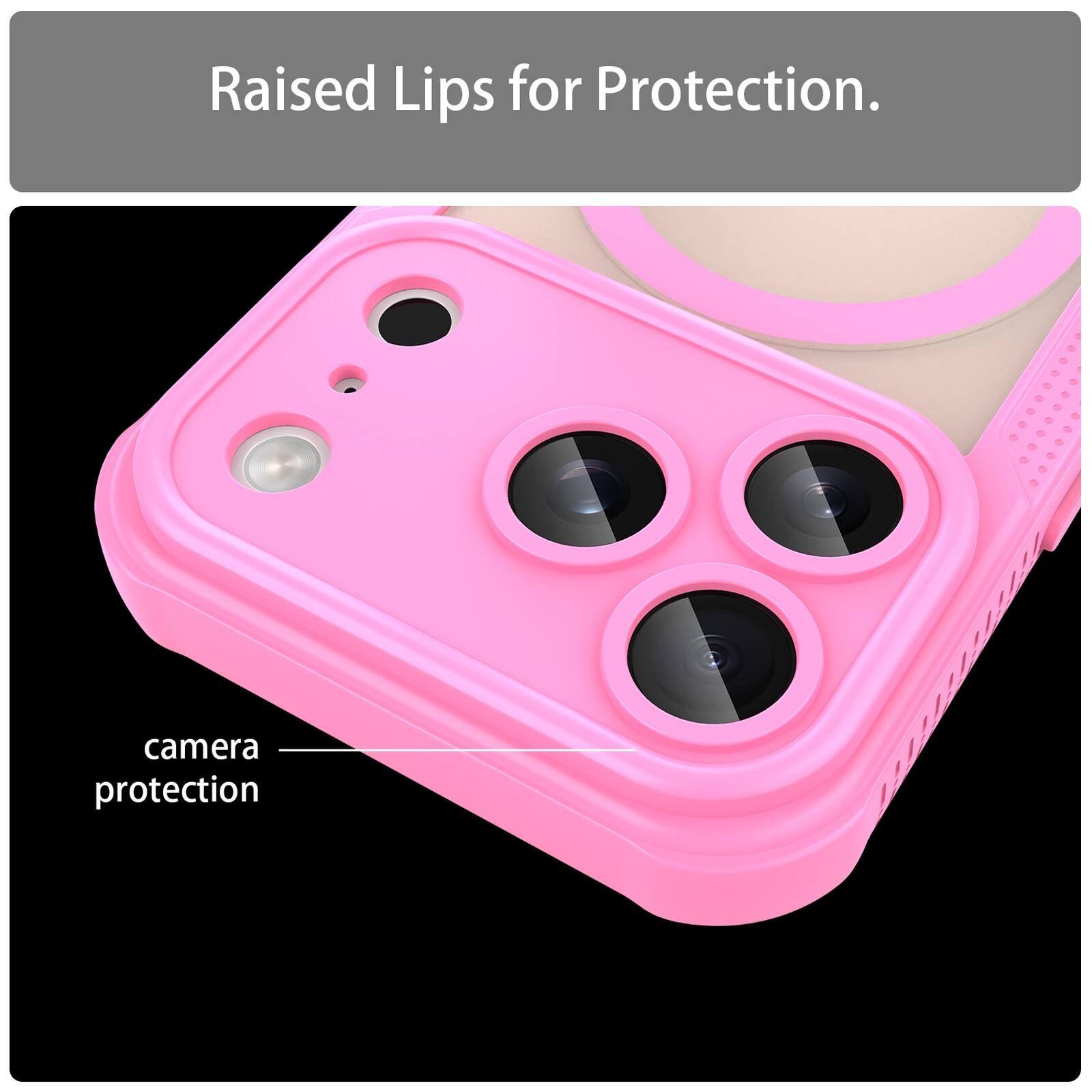 Raised Lips for Protection.  
camera protection