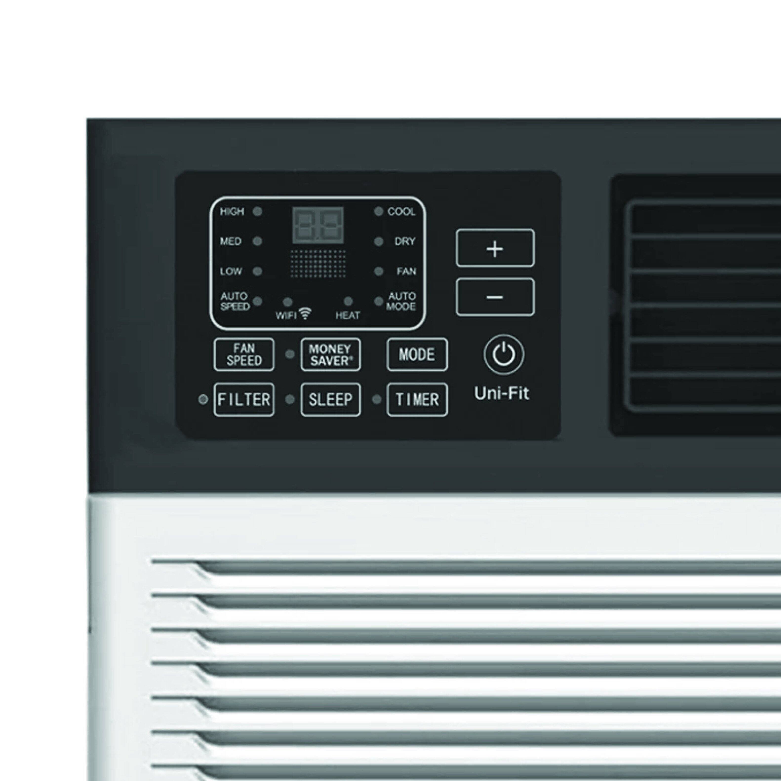 HIGH COOL MED LOW DRY FAN + AUTO SPEED WIFI HEAT AUTO MODE - FAN SPEED MONEY SAVER MODE FILTER SLEEP TIMER Uni-Fit