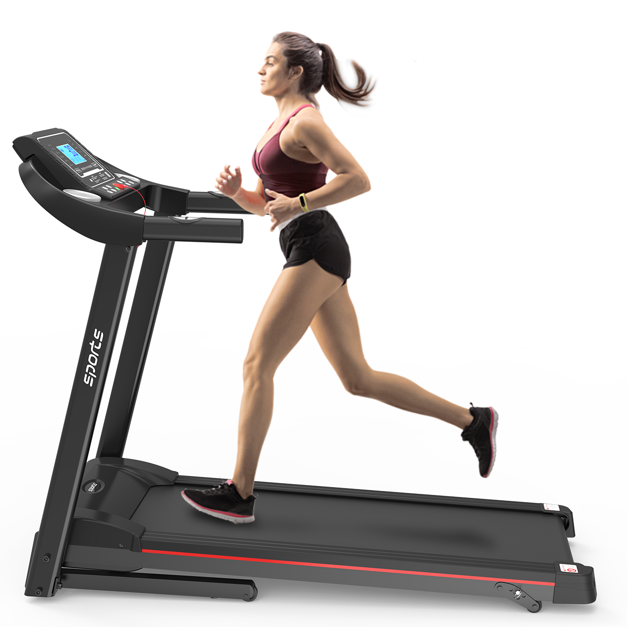 Back. Tiramisubest - Foldable Electric Treadmill with Incline, 5\ - Black.
