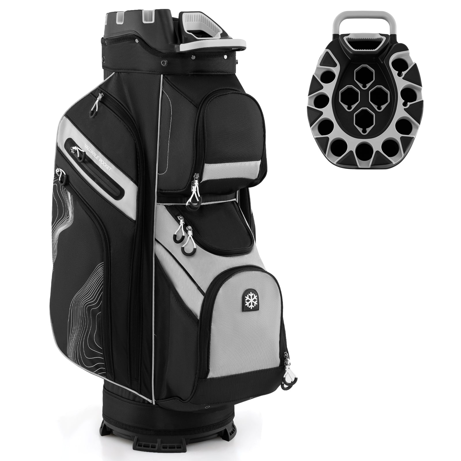 Gymax - Golf Cart Bag Molded Lock Top Golf Bag w/14-Way Full Length Dividers 11 Pockets - Gray