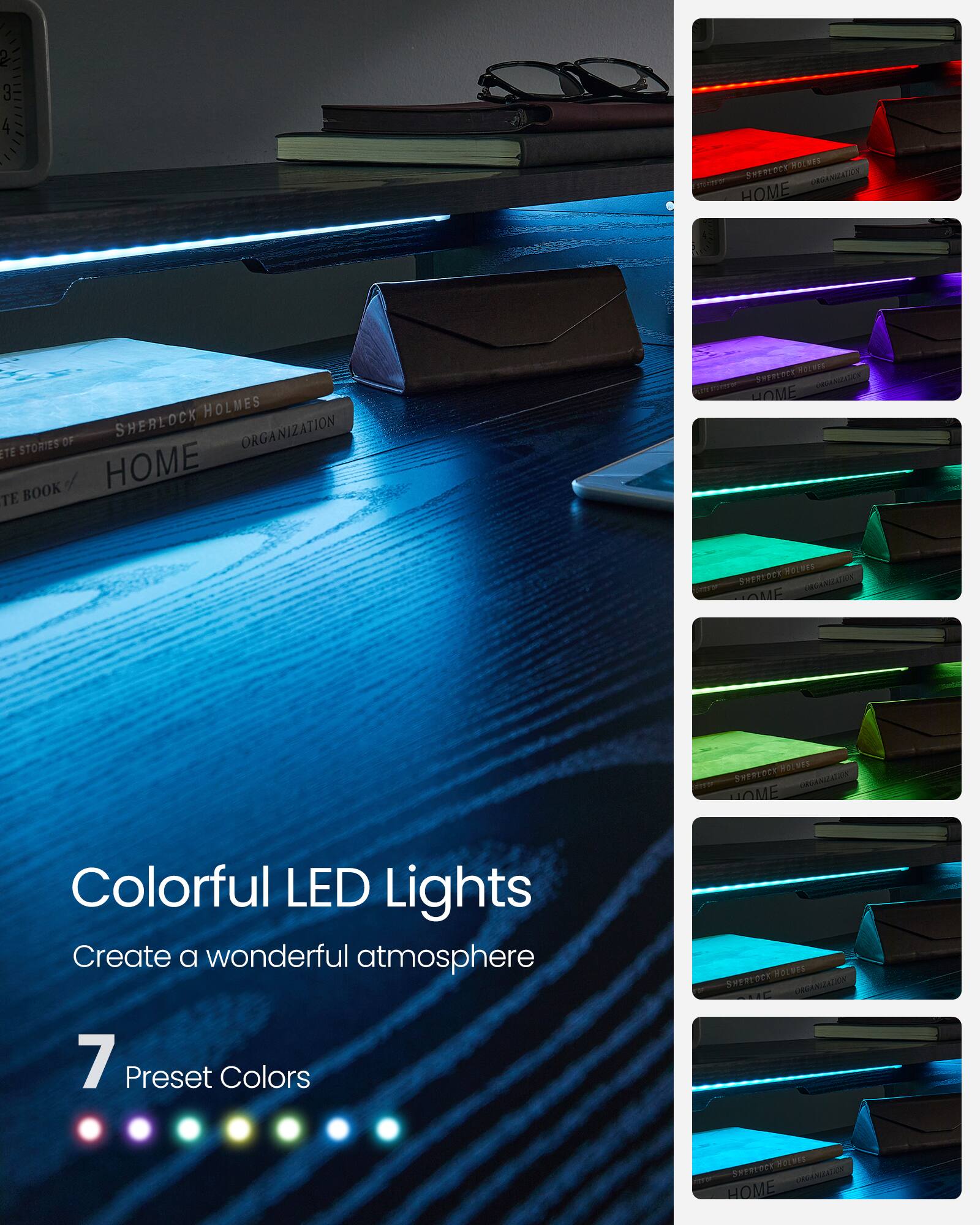 2 3 4 EHDIRE MECWES D ORGANIATION pt HOM HOLMES SHERLOCK ORGANIZATION ITE STORIESOF HOME TE BOOK 802919 RCT CN SW JOME MOLUES SHREY URARMAAN - AUF SWPOYPP HOLUS DRGANGZATION HOME

Colorful LED Lights Create a wonderful atmosphere 7 Preset Colors