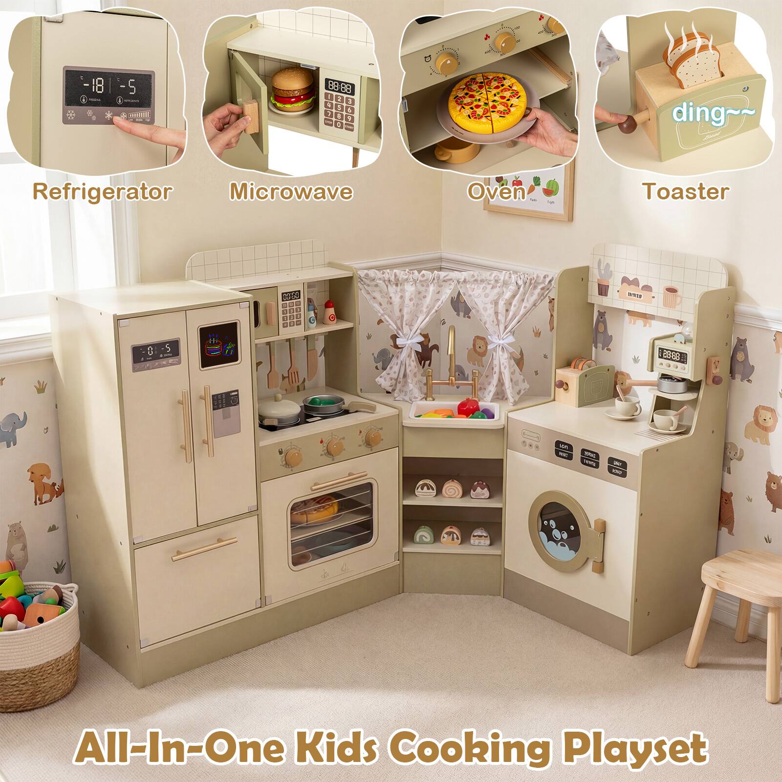 1 18 1 S 8888 88 - 2 a a 1 4 1 1 1 - 4 ding~~ JA Refrigerator Microwave Oven - Toaster D irama G S 2888 n - W - - - All-In-One Kids Cooking Playset