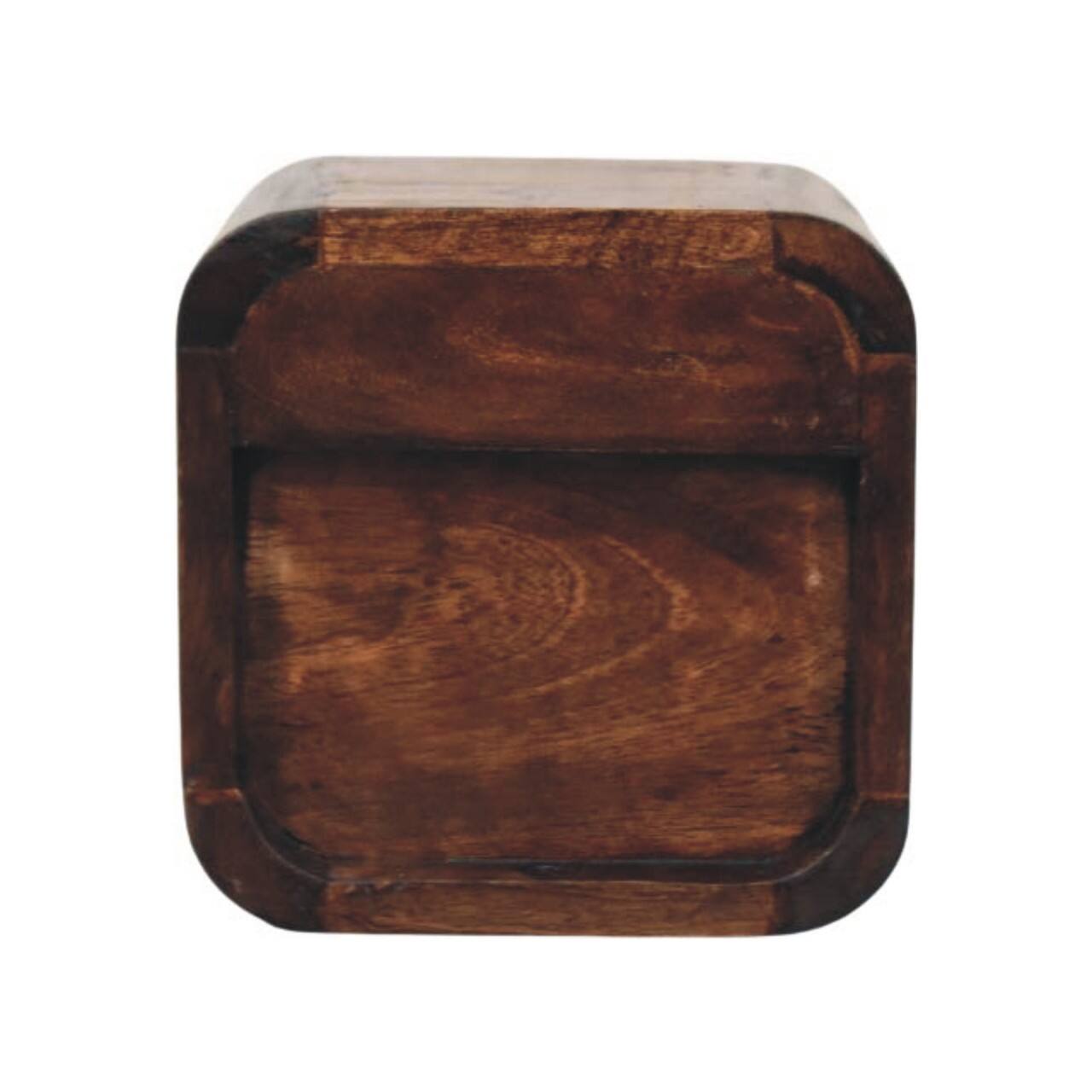 Alt View 5. Artisan Furniture - Artisan Furniture Solid Wood Curved Wall Mounted Bedside, 1 Drawer, 1 Open Slot, Dark Brown - Dark brown.