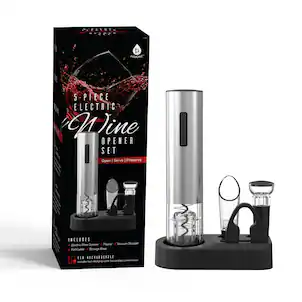 Pursonic - 5-Piece Electric Wine Opener Set - Silver