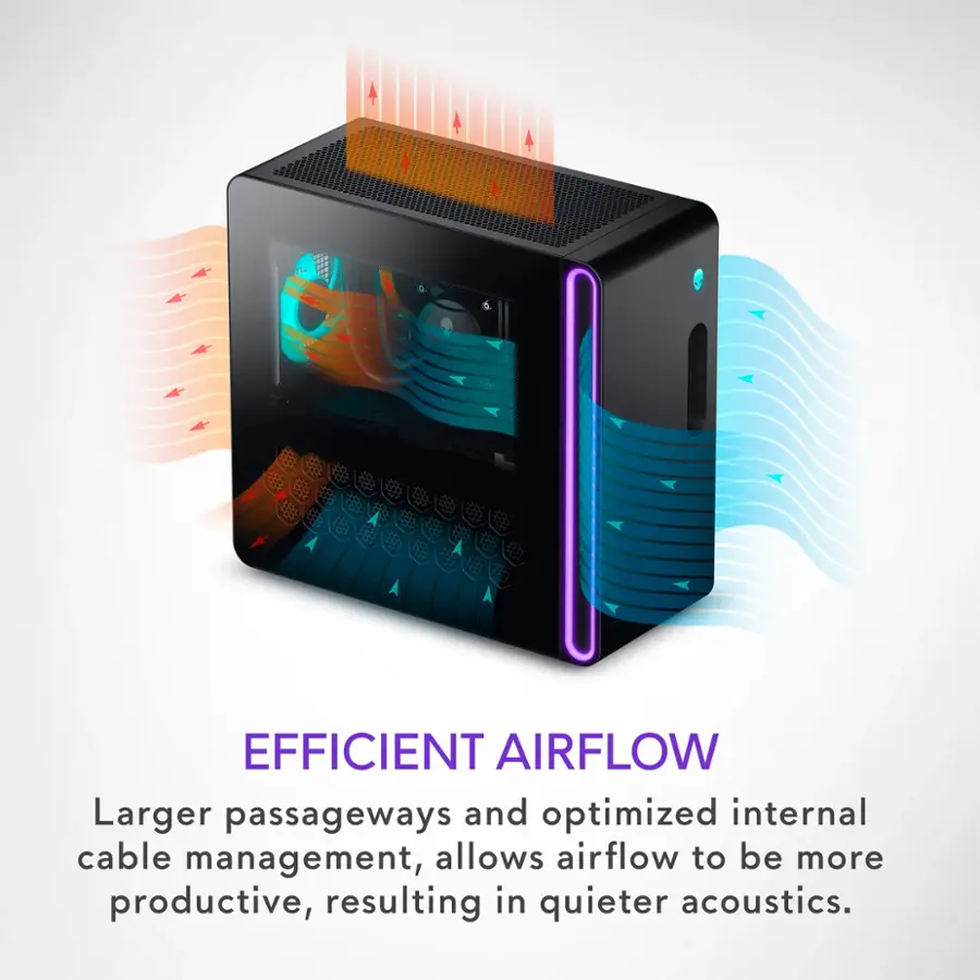Efficient Airflow: Larger passageways and optimized internal cable management allow airflow to be more productive, resulting in quieter acoustics.